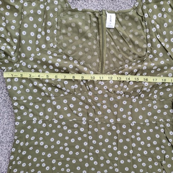 Nordstrom rack Abound Olive Green Vintaged Daisy Dress lightweight 1X - Picture 9 of 16